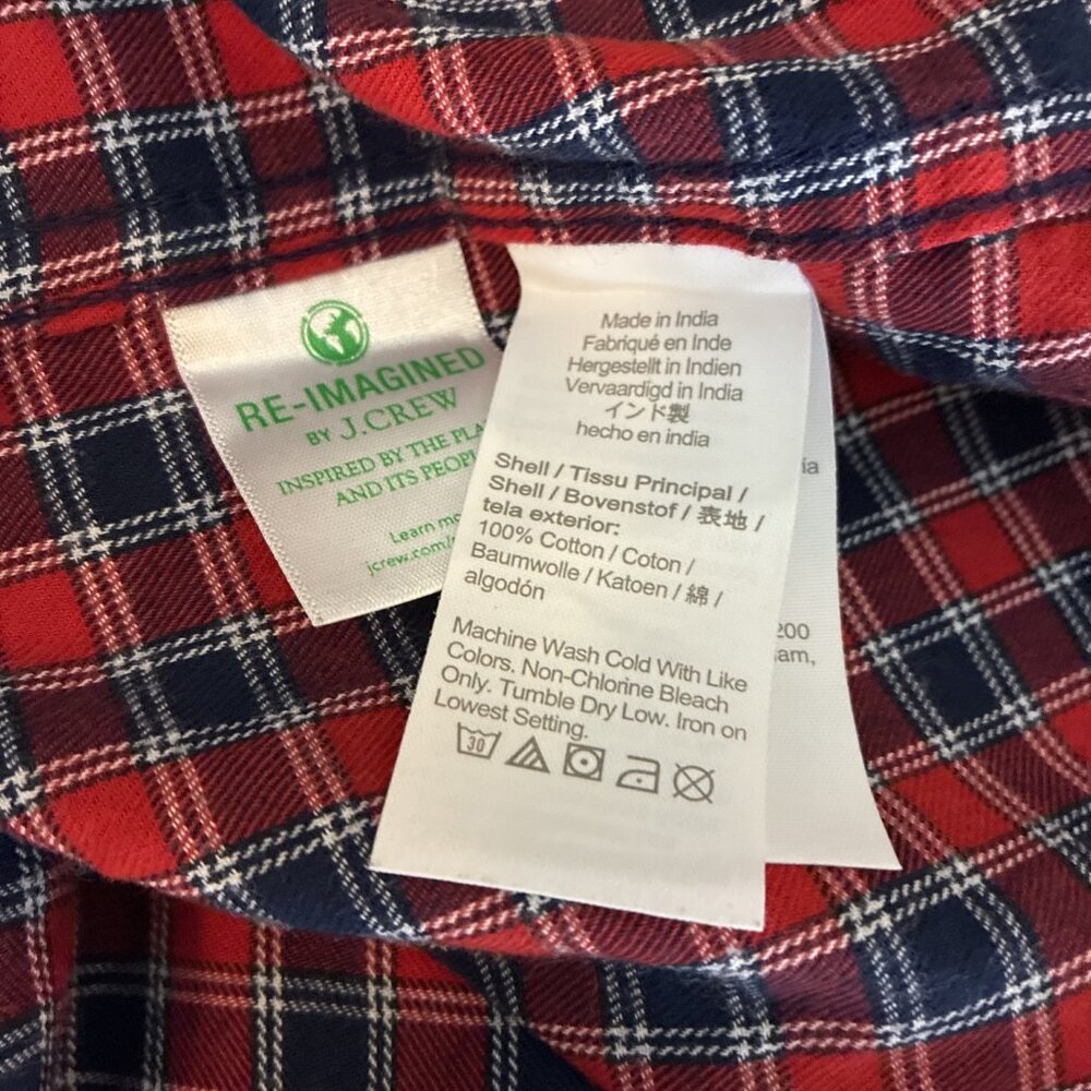 J Crew Mens Brushed Twill Plaid Button Up Shirt Long Sleeve Cotton Size S - Picture 6 of 6
